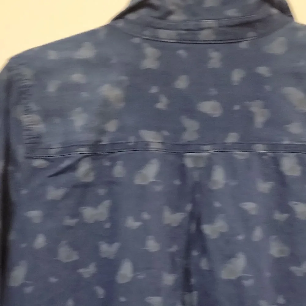 J. Jill Butterfly Design Blouse Blue Size S